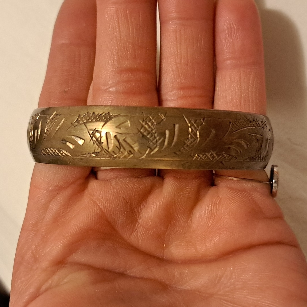 Brass carved bracelet